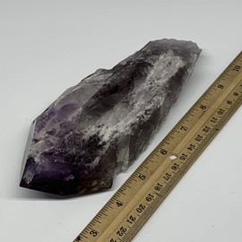 WatanGems 520 Grams, 7.2" x 2.8" x 1.5" Natural Amethyst Point Crystal top Part Polished, Lower Part Rough Mineral Specimen, Healing Crystals, Reiki Energy, Collectible, Home Decor, B19092