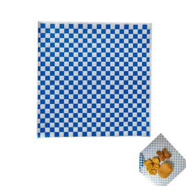 100 Sheets Blue & White Checkered Deli Paper - Grease Resistant, 11.5''x11.5''
