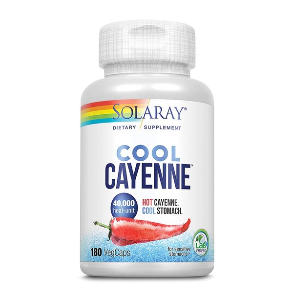 Solaray Cool Cool Cayenne 40,000 HU | Healthy Digestion, Circulation, Metabolism & Cardiovascular Support | 180 VegCaps
