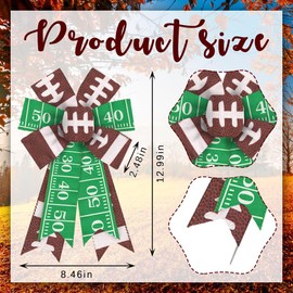 ALIBBON 2Pcs Football Party Bows for Wreaths, Fall Wreath Bows, Super Bowl Bows, Green Brown Bows for Front Door, Football Party Supplies Decor, Burlap Bows for Wreath Indoor Outdoor Decor