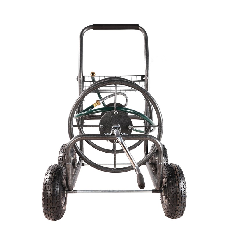 Garden Hose Reel Cart，Equipped with 10-inch air tire wheel,humanized crank