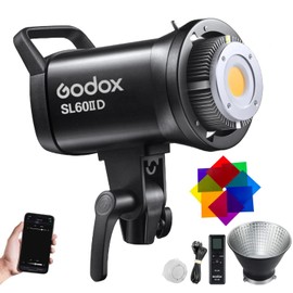 Godox SL60IID 70W LED Video Light, 18600Lux@1M 5600K COB LED Continuous Light, Bluetooth App&2.4G Wireless Remote Control 8 Built-in Fx Effects, TLCI/CRI 97+/96+Bowens Mount Studio Light