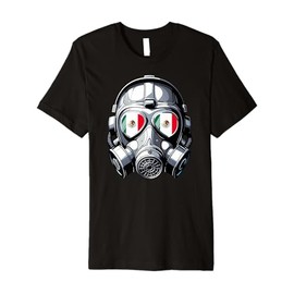 Mens Mexican Flag Mexico Pride Heritage Man Gas Mask Graphic Premium T-Shirt