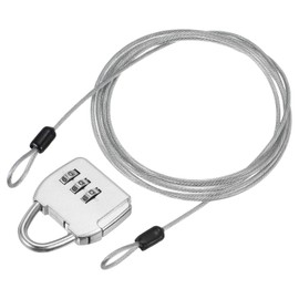 YOKIVE 1 Set 3 Digit Combination Padlock with Security Cables, Outdoor Padlock Steel Lock Chains | Great for Lockers Baggage Bikes (Silver, 6.5Ft)