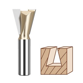 HUHAO Dovetail Router Bit 1/2" Shank 1" Dia Carbide Half-Blind & Through Dovetail Joint Joinery Bit for Drawer Cabinet Box Joints Making Woodworking