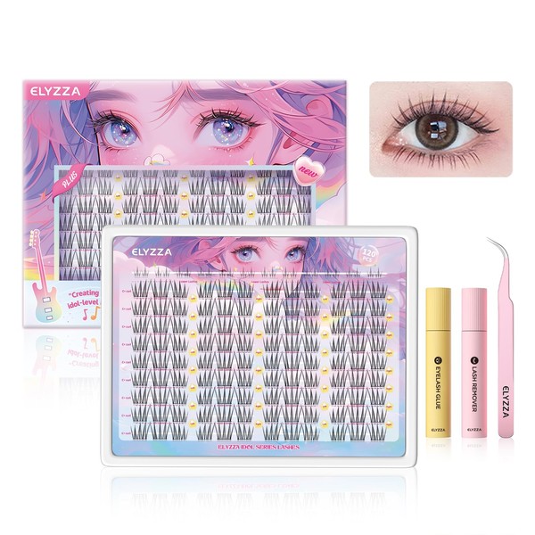 ELYZZA Idol Lash Extension Kit 10-12mm Cluster Lashes C+ Curl