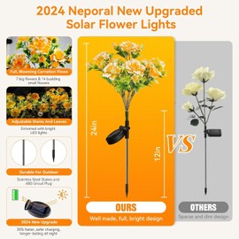 Neporal Solar Flowers Outdoor Garden Waterproof IP65, 7-Stems Yellow Carnation Solar Decorative Lights Outdoor for Outdoor Garden, Yard, Patio, Outdoor Decoration, 6PK