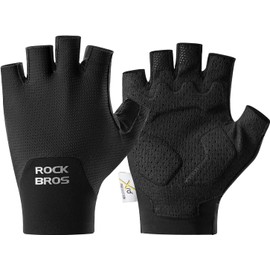 Rockbros - Guantes de ciclismo para hombres y mujeres, guantes de bicicleta de medio dedo con absorción de golpes