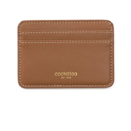 Cockatoo Women's Leather Minimalist Card Case Front Pocket Wallet (BRANDY)
