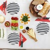 Dulousia Black Striped Polka Dot Chevron Paper Plates 36pcs -