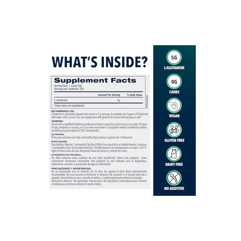 NF Sports Glutamine, L-Glutamina en polvo sin sabor 300 gr
