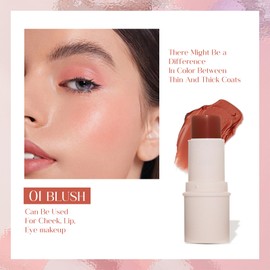 Contour Highlighter Blush Sticks - Cream Contour Bronzer Stick for Cheeks Eyes Lips, Long Lasting Waterproof Smooth Makeup Sticks for All Skin Type Face Makeup (01#, 20g)
