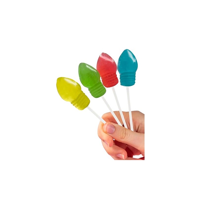 Christmas 3D Light Bulb Suckers - Holiday Lollipops Individually Wrapped