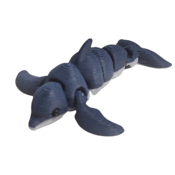 Kekreations FlexiMech Micro Dolphin 3d Printed 1.5" Flexible Articulated Fidget