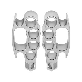 MACHSWON 2x Motorcycle Footrest CNC Floor Board Control Foot Pegs, Motorcycle Foot Pegs Footrest, Compatible with Ha-rley Models with 45 Degrees Male Style Mounting Driver Pegs, Silver