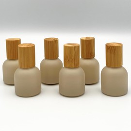 NatuRoller 10ml Glass Roller Bottles with Bamboo Cap and Stainless Steel Ball for Essential Oils (Sand, Bamboo)