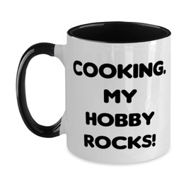 Motivational Cooking Gifts, Cooking. My Hobby Rocks!, Surprise Birthday Two Tone 11oz Mug For Men Women, Cup From Friends, Cooking classes, Personal chef, Gourmet food delivery, Recipe books, Kitchen