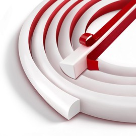 Flexible Quarter Round Molding Bendable Molding Trim 0.5 Inch(W) x 5 Feet(L) Self Adhesive Vinyl Wall Base Peel and Stick Rubber Edge Trim for Floor,Tub,Around Curved Stairs(White)
