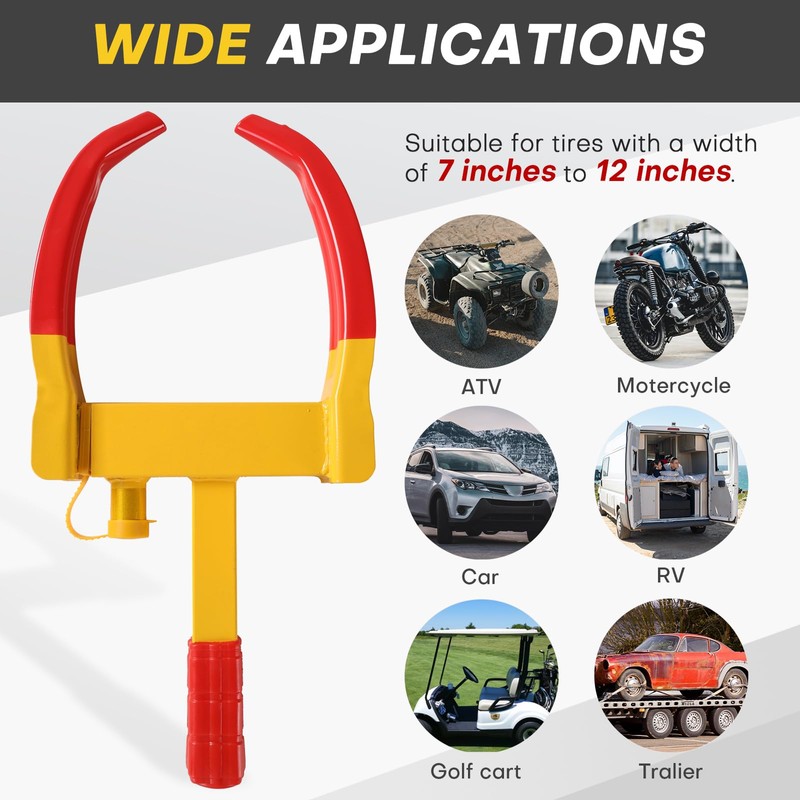 Acymner Wheel Clamp Lock | Heavy Duty Anti Theft Tire