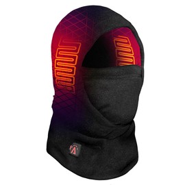 Aheata 7V Battery Heated Balaclava - 7V Rechargeable Battery Facemask, Scarf, Hood – Up to 10+ Hours Warmth Black