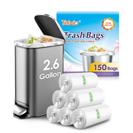 2.6 Gallon 150 Counts Small Trash Bags Garbage Bags by Teivio, Bathroom Trash Can Bin Liners, Small Plastic Bags for home office kitchen, Clear