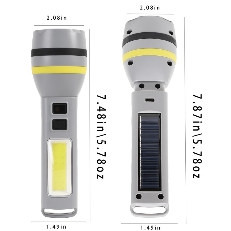 Hilngav Solar/USB-C Rechargeable High Lumens LED Flashlight, 4 Modes Flashlights