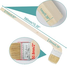 2pcs 2''(50.8mm) Bent Paint Brush,Artist Paint Brush,Wood Handle,Pig Bristle,Beige,Multi Purpose Brush for Painting, Decoration, Cleaning, Dusting