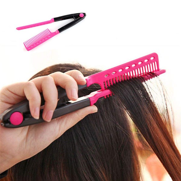 WeTest Upgraded Easy Straightening Hair Comb - Hairdressing Tool for Salon, Home use (Pink) (LJ-ZLK-102901)