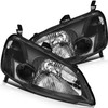 ECCPP Headlight Assembly Pair For Honda Civic 2001-2003 Black Housing