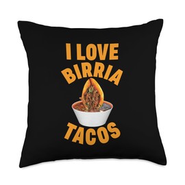 Birria Lovers Apparel Birria Tacos Beef Stew Mexican Chivo Truck Street Throw Pillow, 18x18, Multicolor