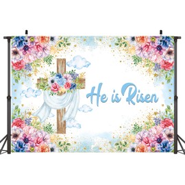 He is Risen Backdrop 7x5FT Spring Happy Easter Jesus Photography Background Religious Resurrection Cross Banner Resurrection of Jesus Easter Decoration Church Event Supplies