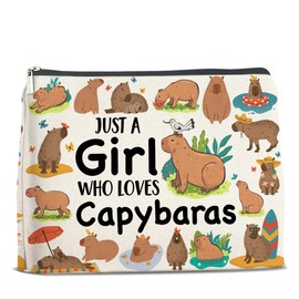 UPNEGE Capybara Gifts for Capybara Lovers Makeup Bag, Capybaras Lover Gifts Just a Girl Who Loves Capybaras Cosmetic Bag Zipper Makeup Pouch
