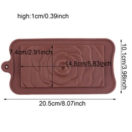 YIMINGMOLD 2PCS Break Apart Silicone Chocolate Bar Molds Rose Flower Mark Chocolate Mold For Protein And Energy Bar
