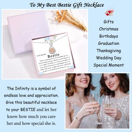 JETBON Best Friend Birthday Gifts: Sterling Silver Infinity Rose Pandant Necklace for Women, Bff & Bestie Gifts for Girls, Friendship Jewellery for Christmas & Graduation