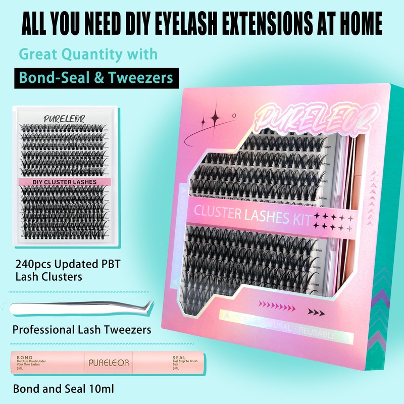 DIY Lash Extension Kit Volume Lash Cluster Lash Set 240PCS