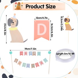 Dog Themed Banner Happy Birthday Banner Dog Birthday Decorations, 12 Pcs Dog Cupcake Toppers Puppy Party Decorations for Dog Lover
