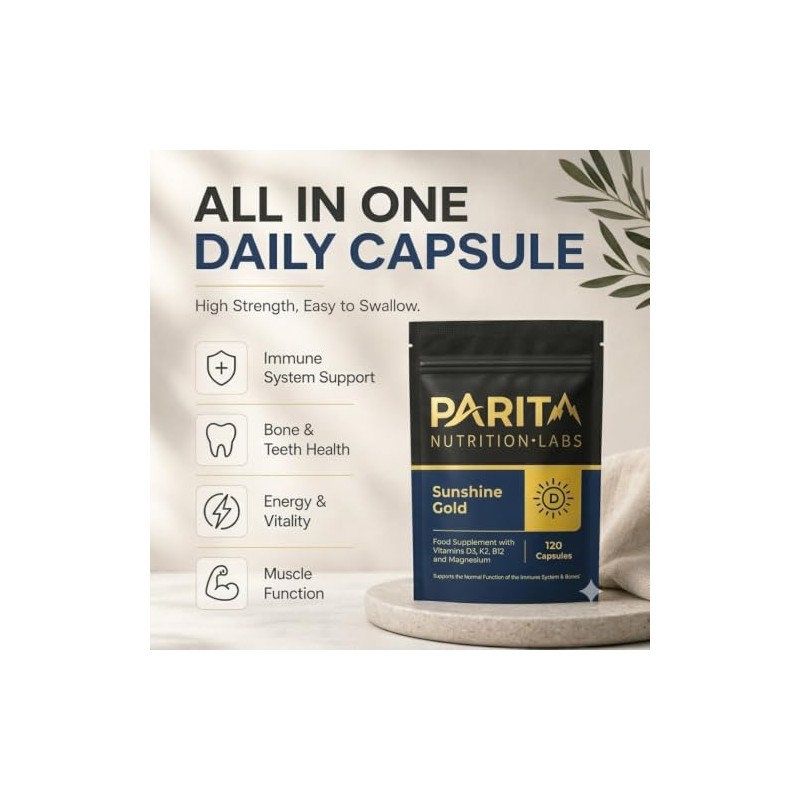 PARITA Sunshine Gold 4-in-1 Vitamin D3 4000 IU with K2