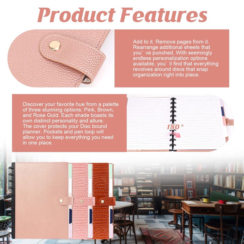 SKLENICE PU Leather Discbound Notebook 8.5" x 11" Disc Bound