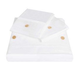 Superior Organic Cotton 300 Thread Count Bed Sheet Set, Includes 1 Deep Pocket Fitted Sheet, 1 Flat Sheet, 2 Pillowcases, Percale Weave, Cute Bedding Decor, Basic Bedsheets, California King, White