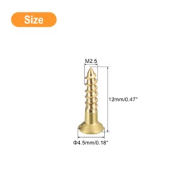 sourcing map Pack of 50 Brass Wood Screws M2.5 x 12 mm Slotted Drive Flat Head Self-Tapping Screws Countersunk Head for Woodwork Furniture