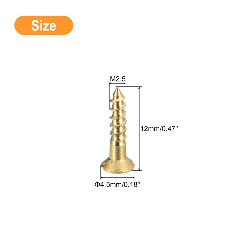 sourcing map Pack of 50 Brass Wood Screws M2.5 x