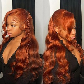 Ali Pearl Wig Ginger Wig Human Hair #35 Orange Body Wave Lace Front Wigs Human Hair 5x7 Ready to Wear Wigs Glueless Human Hair Pre Plucked Pre Cut 16 Inch