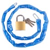 1x Blue 90cm Chain & Padlock - Long Heavy-Duty Metal