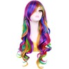 Ateid Women's Wig Curly Rainbow 80 cm + Hair Net
