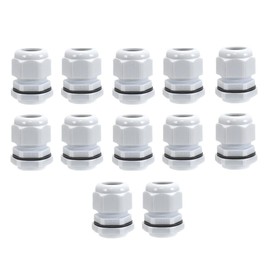 Pack of 12 Black 20mm Nylon Cable Glands, Suitable for 6-12mm, M20 Thread IP68 Gland Connectors - AVARTEK (White)