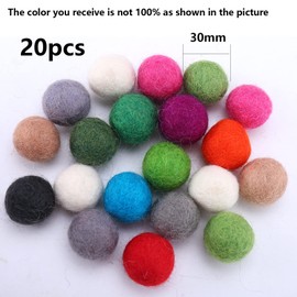 DAHI 20 x Colourful Felt Balls Wool Felt Beads Felt 30 mm Pom Poms for Crafts DIY Creative Crafts
