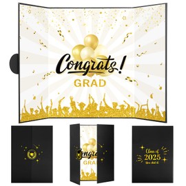 2025 Graduation Guest Book Alternative,Graduation Signature Board Sign, Black Gold Class of 2025 Graduation Party Decorations for Men Women College High School Unique Graduation Gift for Friends
