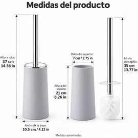 ALIMOTA Juego Cepillo Inodoro Acero, Cerdas 360° Mango Largo Soporte Gris