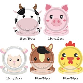 QYEHF Party Tableware Cow Farm Birthday Party Supplies Barnyard Animals Decorations for Kids Birthday Animals Paper Plates for 50 Guests