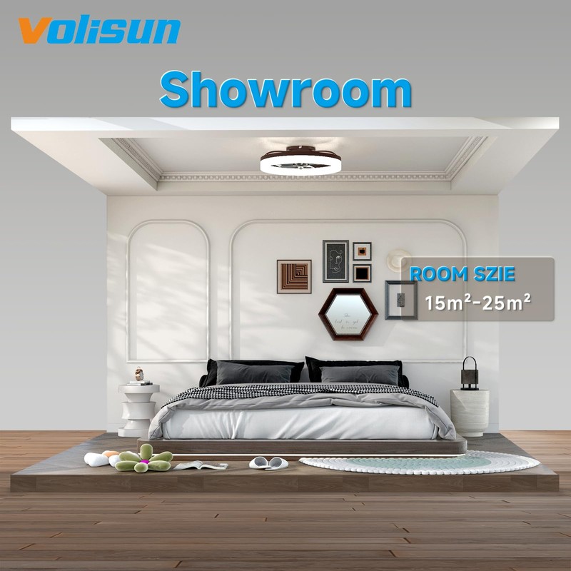 VOLISUN Low Profile Ceiling Fans with Lights and Remote, 19.7in